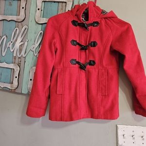 Girls Red Pea Coat by Velvet Chic Sz 10/12